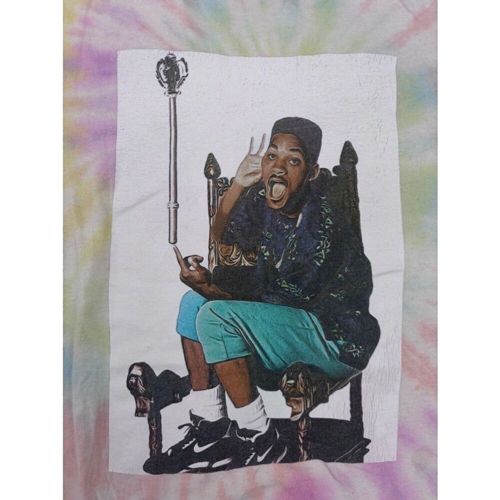 Will Smith Tie Dye Tee - Men's Small Yellow Pink 90s Y2K Fresh Prince Legend